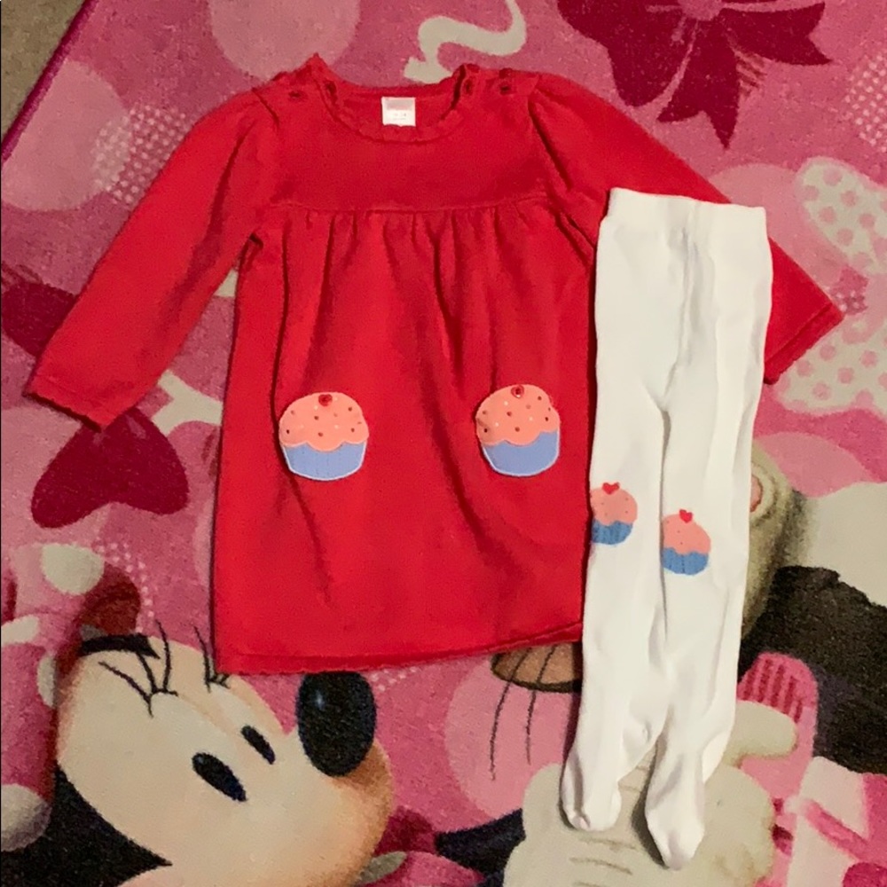 Gymboree Sweater dress with matching tights